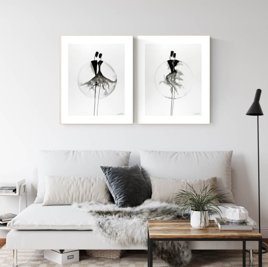 zestaw 2 grafik 40/50, styl skandynawski, abstrakcja