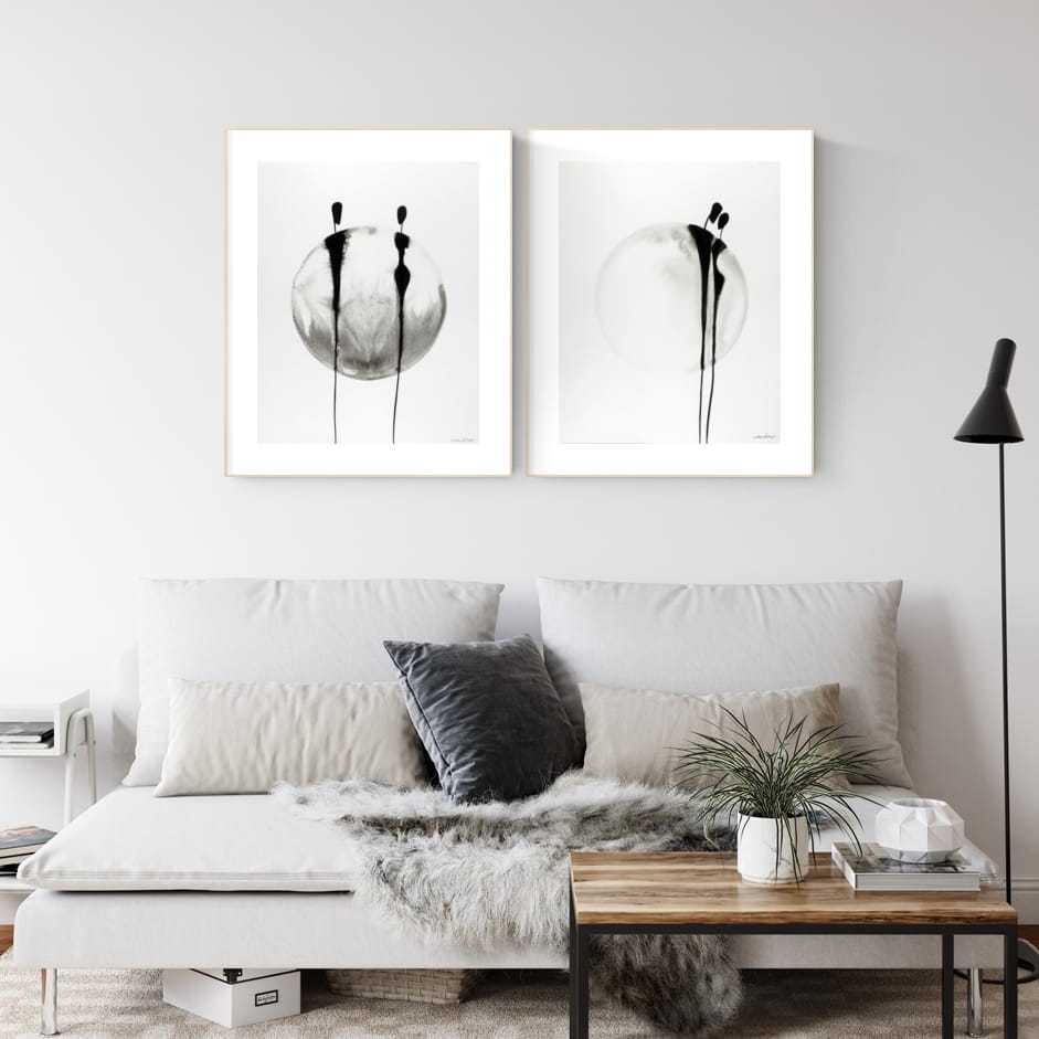 zestaw 2 grafik 40/50, styl skandynawski, abstrakcja