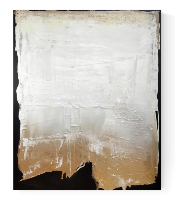 Nowoczesna abstrakcja 100x120 duży obraz na płótnie biały i złoto