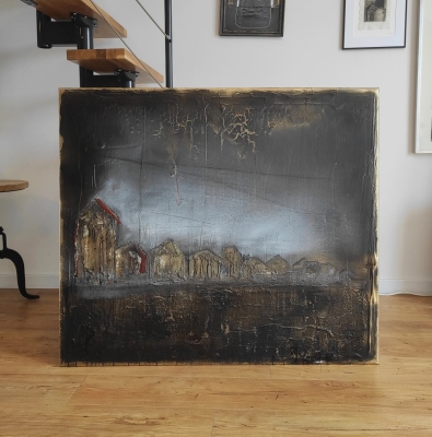 Nowoczesna abstrakcja 115x100, duży obraz na płótnie