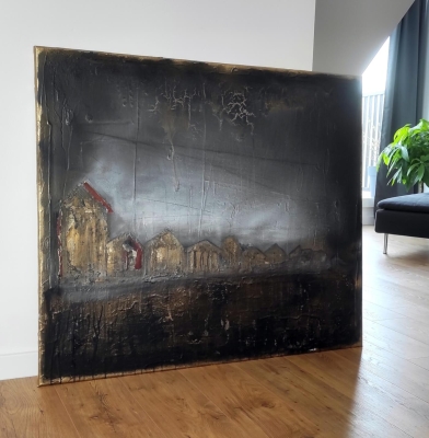 Nowoczesna abstrakcja 115x100, duży obraz na płótnie