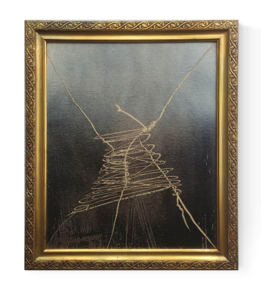 Obraz w złotej ramie, malarstwo współczesna abstrakcja