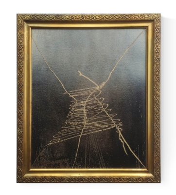 Obraz w złotej ramie, malarstwo współczesna abstrakcja