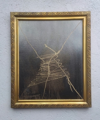 Obraz w złotej ramie, malarstwo współczesna abstrakcja