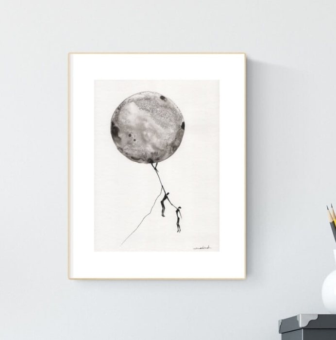 grafika 21/30 ręcznie malowana, abstrakcja