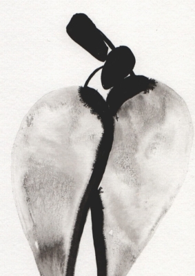 obraz 21x30 cm malowany na papierze tuszem
