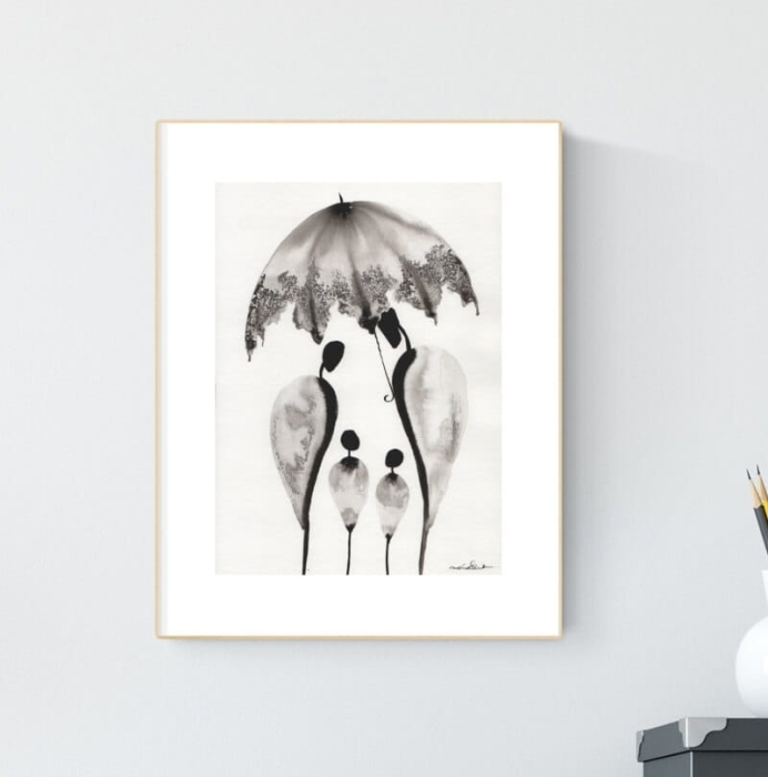 grafika 21/30 ręcznie malowana, abstrakcja