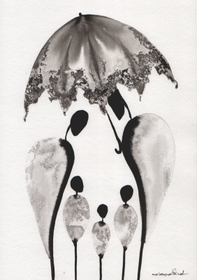 grafika 21/30 ręcznie malowana, abstrakcja