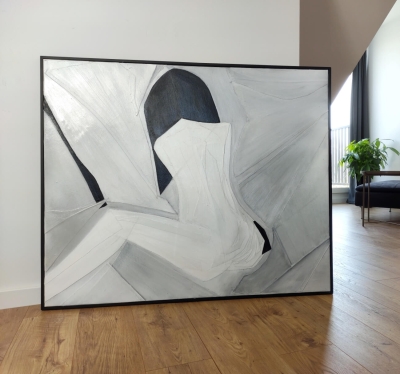 Elagancki obraz do salonu oryginalna abstrakcja na płótnie 100x120 malowany