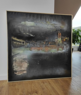 Obraz na płótnie Kraków 100x100 nowoczesny obraz industrial
