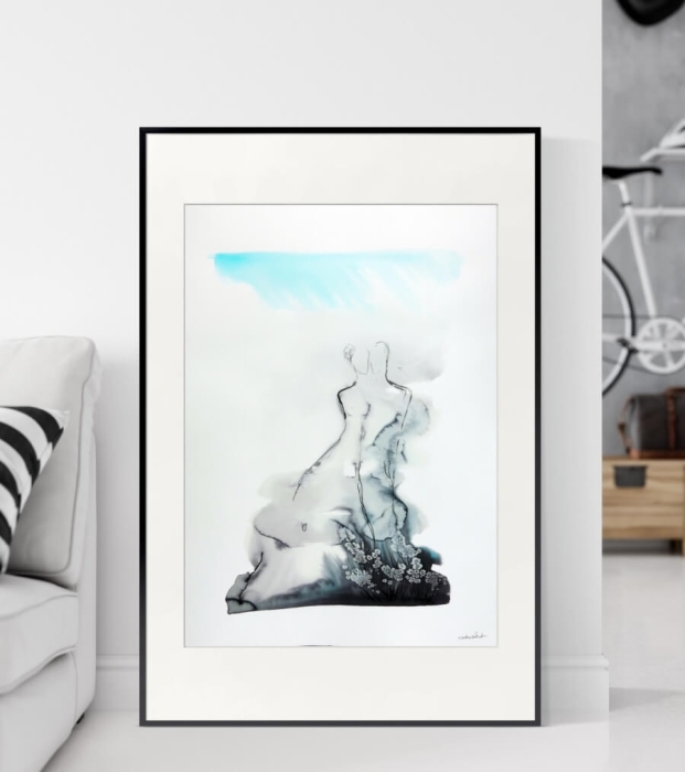 nowoczesne obrazy abstrakcja plakat artystyczny malowany akwarela  