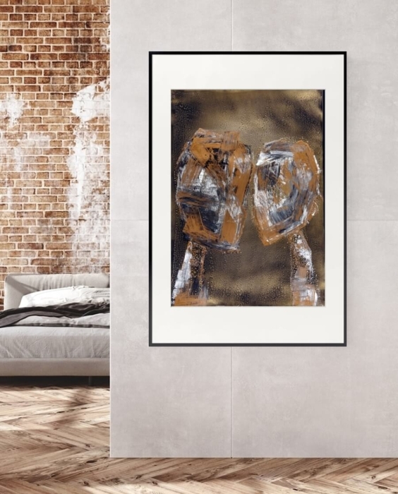 Malarstwo współczesne - abstrakcja czarny i złoto w nowoczesnym wydaniu, ekspresyjny