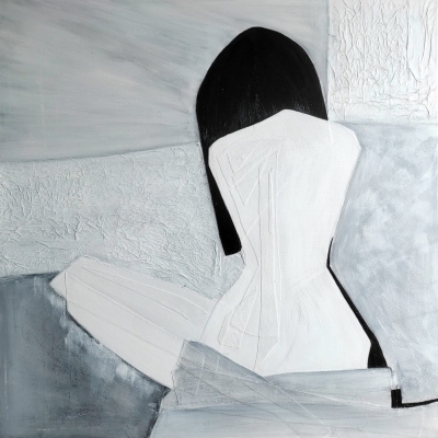 Elagancki obraz do salonu oryginalna abstrakcja na płótnie 120x120 malowany