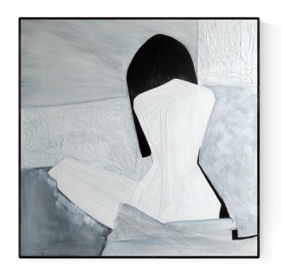 Elagancki obraz do salonu oryginalna abstrakcja na płótnie 120x120 malowany