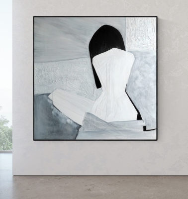 Elagancki obraz do salonu oryginalna abstrakcja na płótnie 120x120 malowany