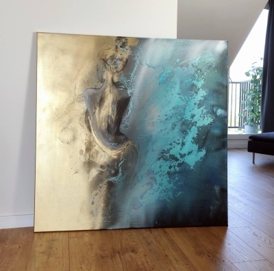 Nowoczesna abstrakcja 120x120 duży obraz na płótnie