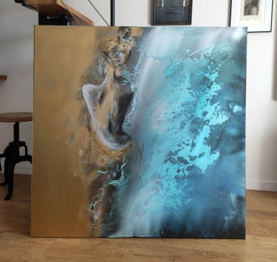 Nowoczesna abstrakcja 120x120 duży obraz na płótnie
