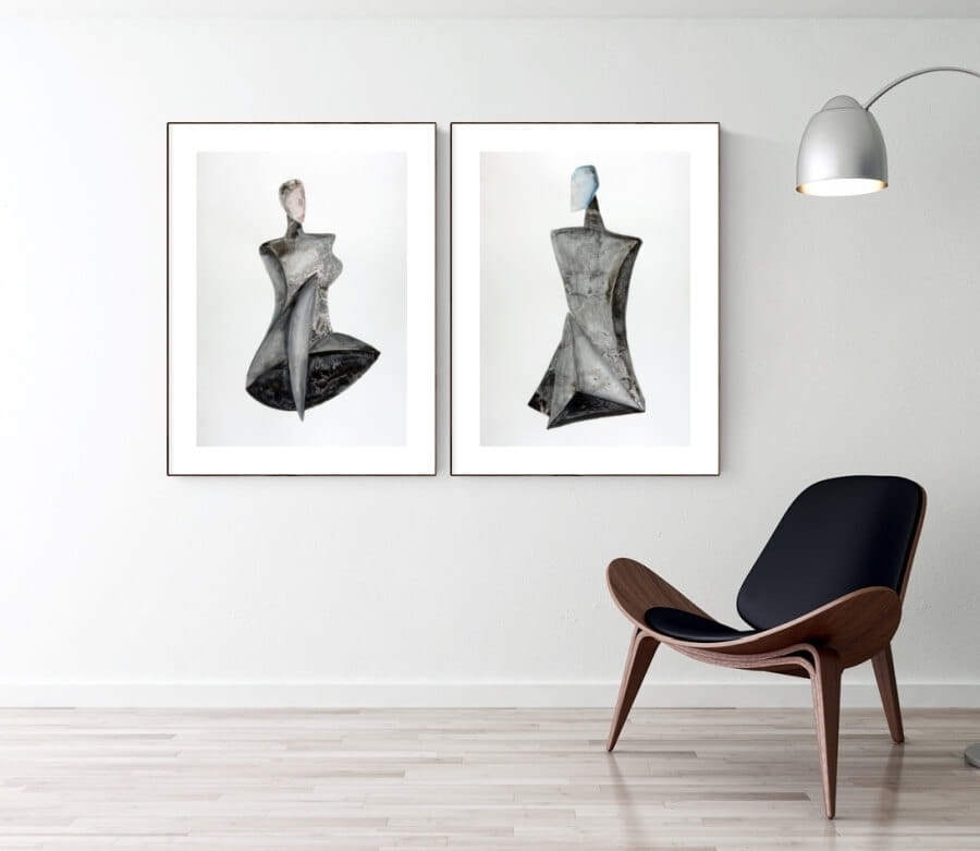 zestaw obrazów 50x70 dyptyk do salonu kobieta zen