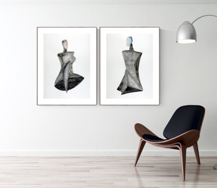 zestaw obrazów 50x70 dyptyk do salonu kobieta zen 