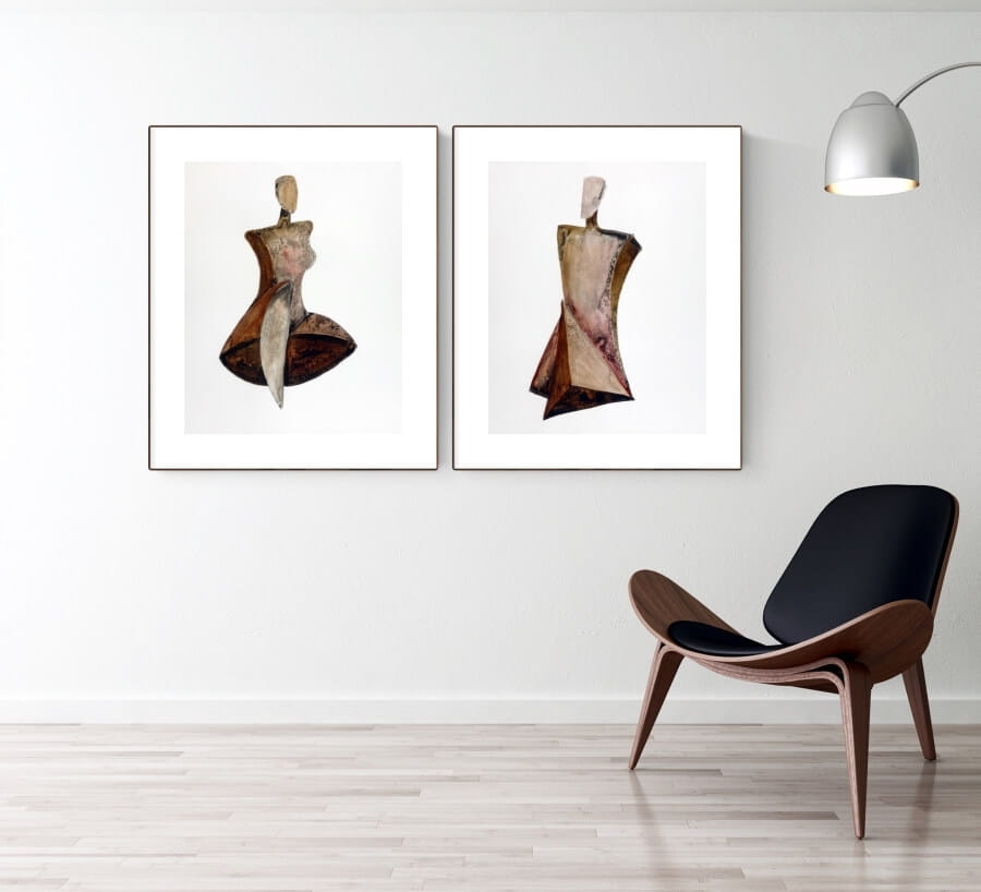 zestaw obrazów 40x50 dyptyk do salonu kobieta zen