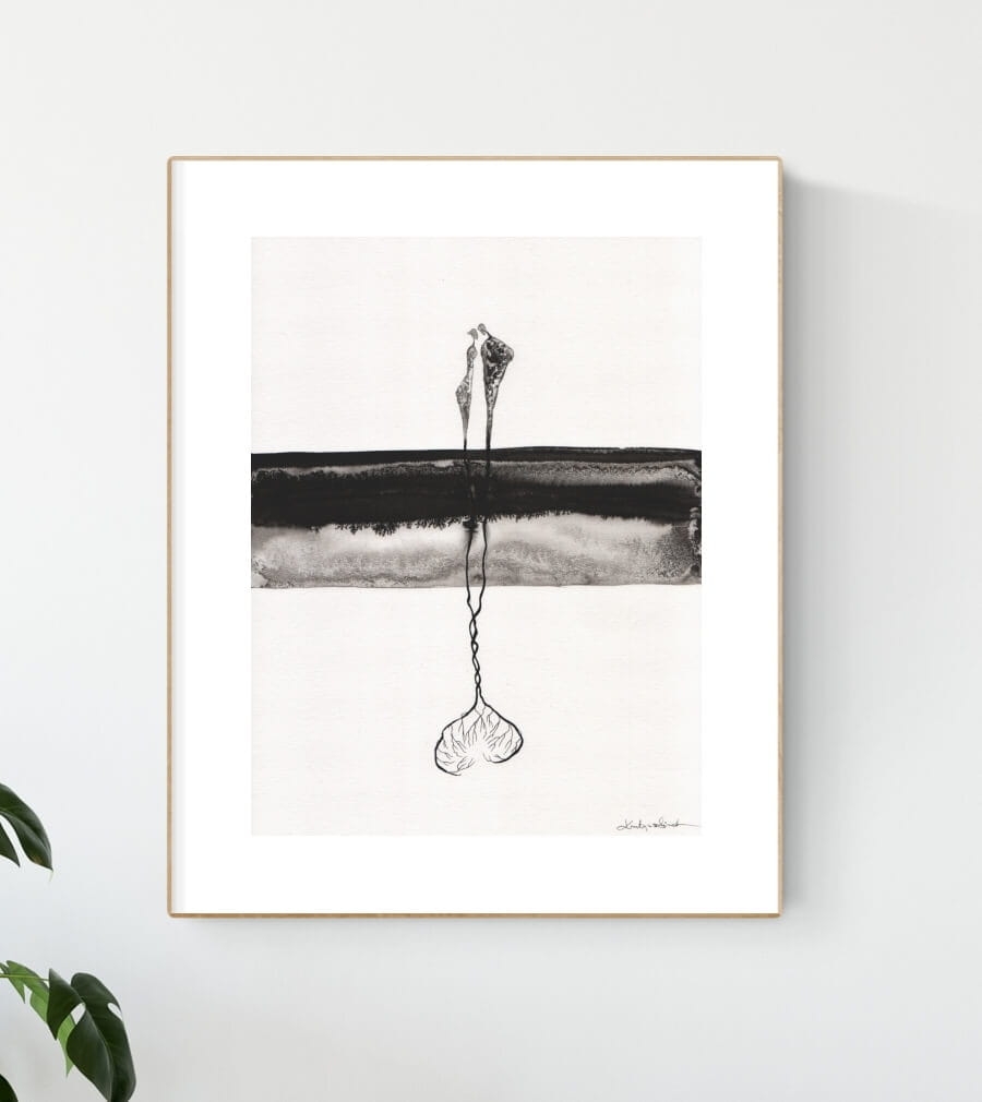 Grafika artystyczna 30x40 czarno-biała, elegancki minimalizm postacie