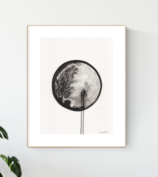 Grafika artystyczna 30x40 czarno-biała, elegancki minimalizm postacie 