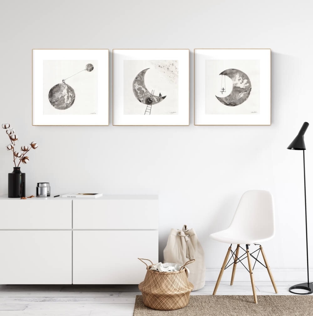 zestaw 3 grafik artystycznych 30x30 czarno-białe, elegancki minimalizm postacie
