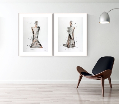 zestaw obrazów 50x70 dyptyk do salonu kobieta zen