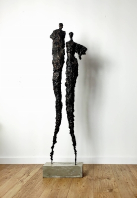 Rzeźba sztuka współczesna, rzeźba do salonu ze stali i gliny