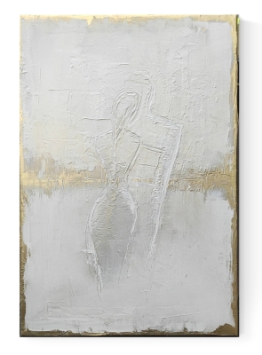 Nowoczesny obraz do salonu elegancka abstrakcja ze złotem 50x75