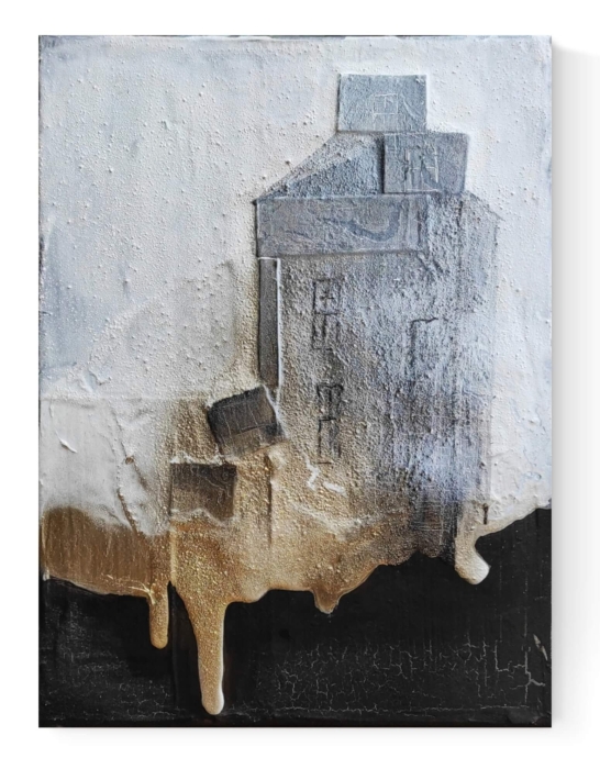 Nowoczesny obraz do salonu abstrakcja ze złotem 30x40