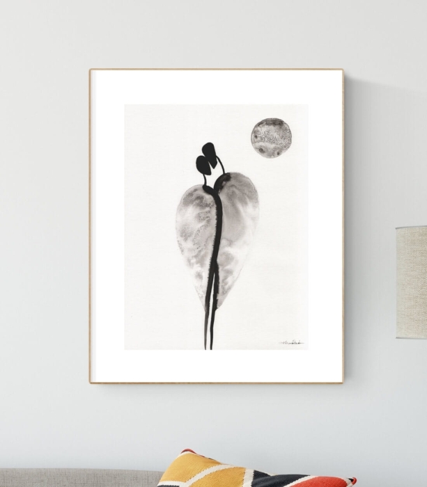 Grafika artystyczna 30x40 czarno-biała, elegancki minimalizm postacie 