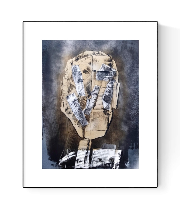 Obraz do szarego salonu, nowoczesna abstrakcja czarny ze złotem