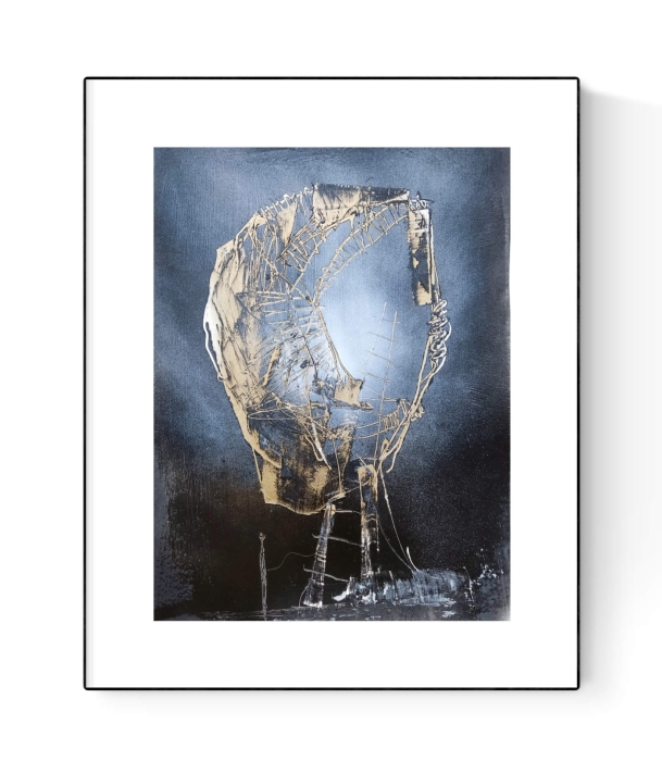 Obraz abstrakcyjny złoto i miedź, nowoczesny