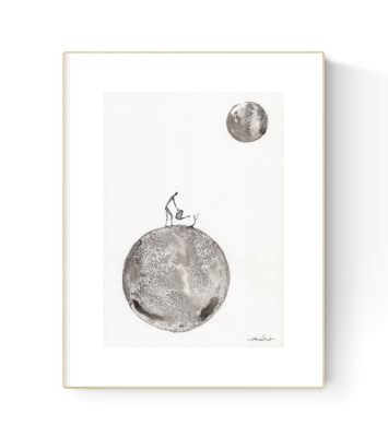 Grafika artystyczna 21x30 czarno-biała, elegancki minimalizm postacie