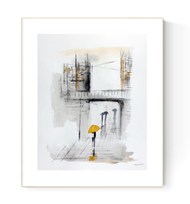 Obraz miasto, nowoczesna abstrakcja z miastem, spacer