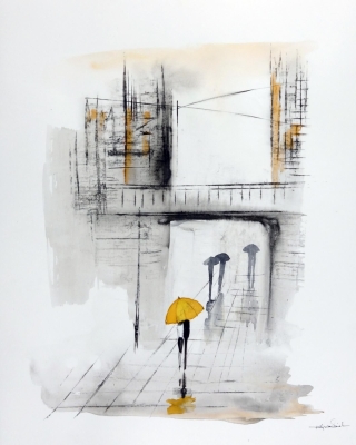 Obraz miasto, nowoczesna abstrakcja z miastem, spacer