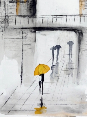 Obraz miasto, nowoczesna abstrakcja z miastem, spacer