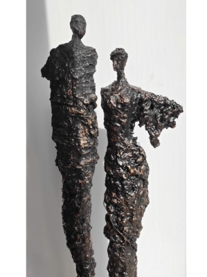 Duża rzeźba sztuka współczesna, rzeźba postacie ze stali i gliny