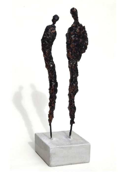 Rzeźba sztuka współczesna, rzeźba do salonu ze stali i gliny