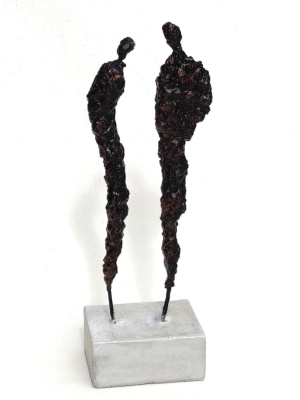 Rzeźba sztuka współczesna, rzeźba do salonu ze stali i gliny