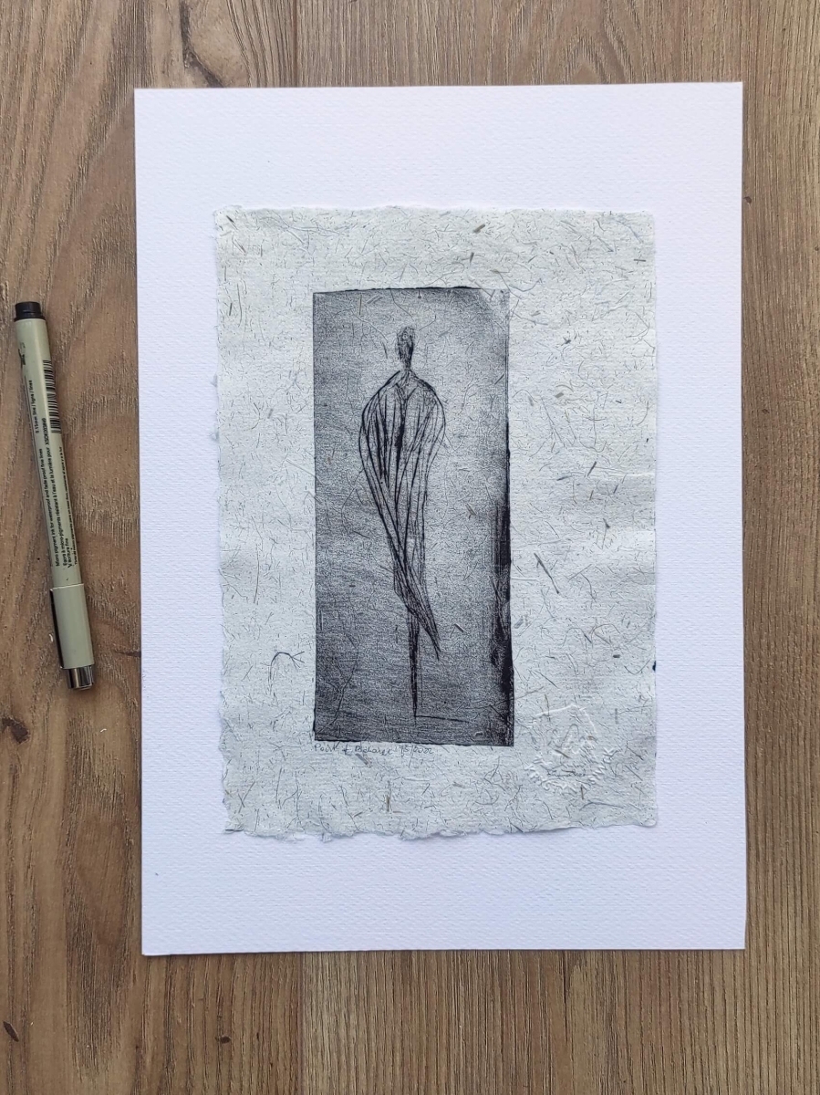 Grafika warsztowa 15.5 x 22 oryginalna grafika artystyczna na papierze czerpanym
