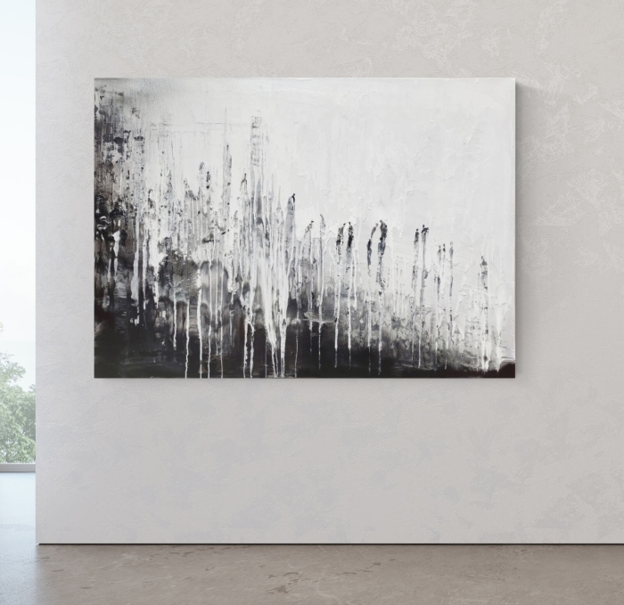 Duży nowoczesny obraz na płótnie, abstrakcja czarno-biała