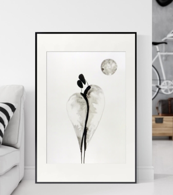 Grafiki na ścianę czarno-białe sylwetki, grafika artystyczna na sprzedaż