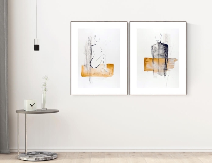 Zestaw 2 obrazów malowanych ręcznie 50x70