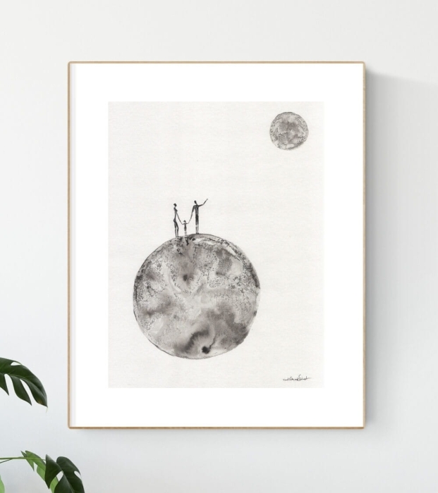 Oryginalna grafika artystyczna 30x40 księżyc