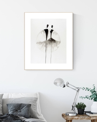 Grafika czarno-biała kobieta, minimalistyczny plakat kobiecy