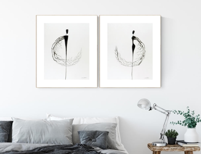 zestaw 2 grafik 40/50, styl skandynawski, abstrakcja 