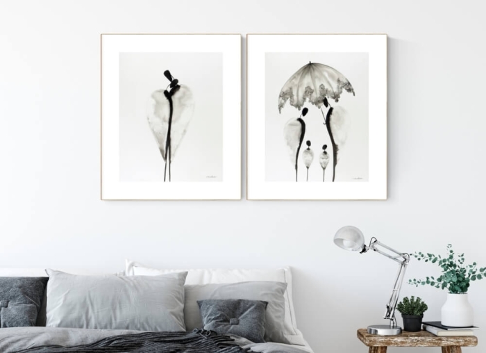 zestaw 2 grafik 40/50, styl skandynawski, abstrakcja 