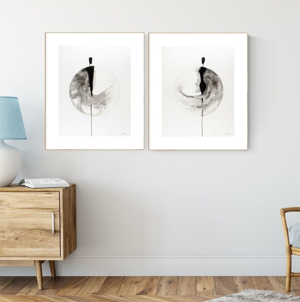 zestaw 2 grafik 40/50, styl skandynawski, abstrakcja